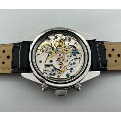 LANDERON CHRONOGRAPHE PANDA TRI-COMPAX A REMONTAGE MANUEL SAPHIR ETANCHE 10 ATM