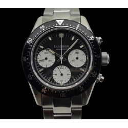 LANDERON CHRONOGRAPHE PANDA TRI-COMPAX A REMONTAGE MANUEL SAPHIR ETANCHE 10 ATM