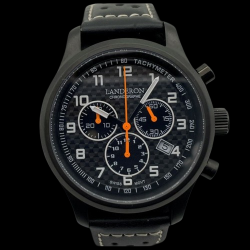 LANDERON CHRONOGRAPHE RACING BLACK PVD CADRAN CARBONE MOUVEMENT SWISS RONDA