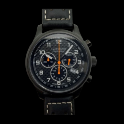 LANDERON CHRONOGRAPHE RACING BLACK PVD CADRAN CARBONE MOUVEMENT SWISS RONDA