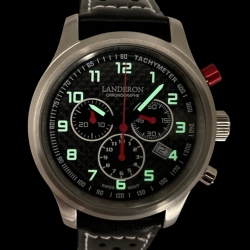 LANDERON CHRONOGRAPHE RACING CADRAN CARBONE MOUVEMENT SWISS RONDA