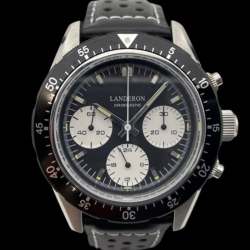 LANDERON CHRONOGRAPHE PANDA TRI-COMPAX A REMONTAGE MANUEL SAPHIR ETANCHE 10 ATM