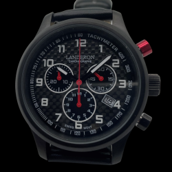LANDERON CHRONOGRAPHE RACING BLACK PVD CADRAN CARBONE ROUGE