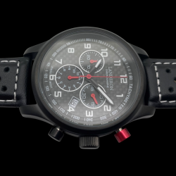 LANDERON CHRONOGRAPHE RACING BLACK PVD CADRAN CARBONE ROUGE