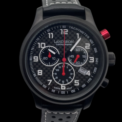 LANDERON CHRONOGRAPHE RACING BLACK PVD CADRAN CARBONE ROUGE