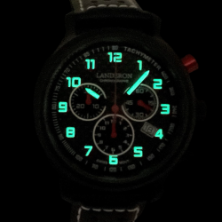 LANDERON CHRONOGRAPHE RACING BLACK PVD CADRAN CARBONE ROUGE