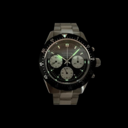 LANDERON CHRONOGRAPHE PANDA TRI-COMPAX A REMONTAGE MANUEL SAPHIR ETANCHE 10 ATM