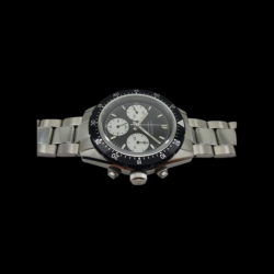 LANDERON CHRONOGRAPHE PANDA TRI-COMPAX A REMONTAGE MANUEL SAPHIR ETANCHE 10 ATM