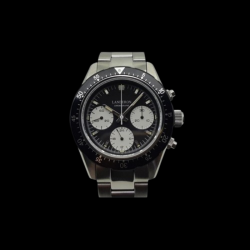 LANDERON CHRONOGRAPHE PANDA TRI-COMPAX A REMONTAGE MANUEL SAPHIR ETANCHE 10 ATM